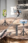 Kumandalı Tripod Telefon Tutucu Selfie Çubuğu 360 Derece Dönebilen