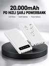 LED Işıklı 20.000mAh Powerbank LCD Gösterge Dahili Çoklu Kablo Yeni Nesil