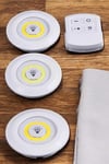 Led Lamba 3'lü Uzaktan Kumandalı Yapışkanlı Beyaz Işık