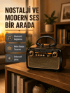 LED’li Nostaljik Bluetooth Hoparlör – Vintage Tasarım, Ahşap Doku