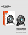Mini USB Fan – Şarj Edilebilir, Işıklı, 3 Kademe, Taşınabilir Masaüstü Vantilatör