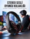 Oyuncu Kulaklığı Kulak Üstü Kablolu Stereo Mikrofonlu Yumuşak Kulak Yastığı Yeni Nesil