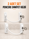 Pencere Emniyet Kilidi 2 Adet Set Kablolu Anahtarlı Pencere Açılma Sınırlayıcı