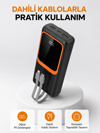Powerbank 20000 mAh Dijital Ekranlı ve Çok Kablolu Hızlı Şarj Cihazı