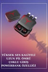 Powerbank Özellikli Bluetooth Kulaklık ve Nabız Ölçer Akıllı Saat Bileklik Hediyeli