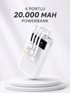 Powerbank Şarj Cihazı 4 Çıkışlı 20.000 MAH Powerbank Kompakt Yüksek Kapasiteli Hızlı Şarj
