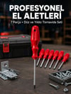 Profesyonel 7 Parça Tornavida Seti Ergonomik Saplı El Aleti