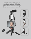 Profesyonel Vlog Çekim Kiti LED Işıklı Tripod Mikrofonlu Telefon Seti