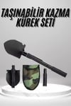 Pusulalı Katlanabilen Portatif Çantalı Mini Kazma Kürek Seti