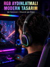 RGB Işıklı Bluetooth Mikrofonlu Kulaklık Uzun Süreli Kullanım Type-C Şarjlı