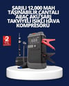 Şarjlı 12000 mAh Araç Akü Takviye ve Hava Kompresörü 4’ü 1 Arada