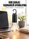 Şarjlı Dekoratif Kamp Lambası Askılı Ampul Led Işık Type-C Girişli