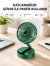 Şarjlı Katlanabilir Mini Fan – 3 Kademe Hız Ayarı, Taşınabilir Tasarım