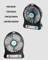 Şarjlı USB Fan – Masaüstü Mini Vantilatör, Taşınabilir, Işıklı, 3 Kademeli, Sessiz