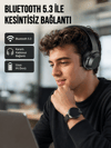 Siyah Kablosuz Bluetooth Kulaklık 300 mAh Hızlı Şarj Katlanabilir Pedli Yeni Nesil