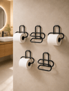 Siyah Metal Tuvalet Kağıdı Tutucu 5’li Set Yapışkanlı Duvar Tipi Banyo WC Askısı