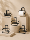 Siyah Metal Tuvalet Kağıdı Tutucu 5’li Set Yapışkanlı Duvar Tipi Banyo WC Askısı
