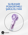 Taşınabilir Şarjlı Su Sisi Püskürtmeli Mini El Fanı – 4 Hız Ayarı, Tip-C Şarjlı, Sessiz Motor