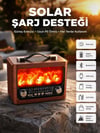 Taşınabilir Şömine Görünümlü Bluetooth Hoparlör – Solar Şarjlı, Alev Işıklı, 7W Ses