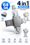 Tek Ürünle Birden Fazla Cihazda Kullanım Sunan 64GB Lightning Type C USB MicroUSB Girişli Flash Bellek