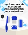 Uzun ve Kısa Tüylü Hayvanlara Özel Bit Tarağı ve Tüy Temizleme Seti