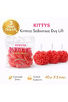 KITTYS 3'Lü Kırmızı Sabunsuz Duş Lifi 40GR Yumuşak ve Dayanıklı Banyo Lifi, Duş Jeli ile Kullanım
