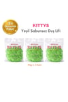 KITTYS 3'Lü Yeşil Sabunsuz Duş Lifi 40GR Yumuşak ve Dayanıklı Banyo Lifi, Duş Jeli ile Kullanım
