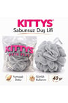 KITTYS Gri Sabunsuz Duş Lifi 40GR Yumuşak ve Dayanıklı Banyo Lifi, Duş Jeli ile Kullanım