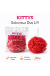 KITTYS Kırmızı Sabunsuz Duş Lifi 40GR Yumuşak ve Dayanıklı Banyo Lifi, Duş Jeli ile Kullanım