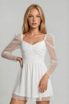 KADIN DRAPE DETAYLI PUANTİYE DESENLİ ETEĞİ KLOŞ ABİYE DÜĞÜN DAVET SÖZ BALO MEZUNİYET ELBİSESİ