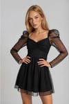 KADIN DRAPE DETAYLI PUANTİYE DESENLİ ETEĞİ KLOŞ ABİYE DÜĞÜN DAVET SÖZ BALO MEZUNİYET ELBİSESİ