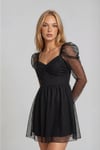 KADIN DRAPE DETAYLI PUANTİYE DESENLİ ETEĞİ KLOŞ ABİYE DÜĞÜN DAVET SÖZ BALO MEZUNİYET ELBİSESİ