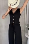 KADIN ESNEK DOKULU KUMAŞ YELEK VE PANTOLON TAKIM
