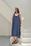 KADIN RELAXED FİT CEPLİ DENİM KUMAŞ İÇİ SÜPREM ELBİSE