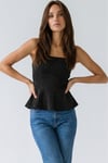KADIN SİMLİ ÖRME KUMAŞ STRAPLEZ YAKA PEPLUM BLUZ