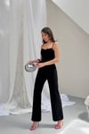 KADIN SIRT DETAYLI DANTEL GARNİLİ ATLAS KUMAŞ BLUZ PANTOLON TASARIM İKİLİ TAKIM