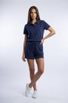 KADIN SOFT ÖRME KUMAŞ POLO YAKA BLUZ VE BELİ LASTİKLİ ŞORT İKİLİ TAKIM