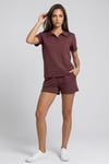 KADIN SOFT ÖRME KUMAŞ POLO YAKA BLUZ VE BELİ LASTİKLİ ŞORT İKİLİ TAKIM