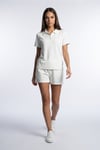 KADIN SOFT ÖRME KUMAŞ POLO YAKA BLUZ VE BELİ LASTİKLİ ŞORT İKİLİ TAKIM