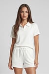 KADIN SOFT ÖRME KUMAŞ POLO YAKA BLUZ VE BELİ LASTİKLİ ŞORT İKİLİ TAKIM
