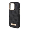 Apple iPhone 16 Pro Kılıf Guess Orjinal Lisanslı M-safe Şarj Özellikli 4G Desenli PU Metal Plaka Klasik Logolu Kapak