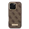 Apple iPhone 16 Pro Kılıf Guess Orjinal Lisanslı M-safe Şarj Özellikli 4G Desenli PU Metal Plaka Klasik Logolu Kapak