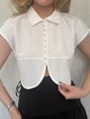 Beyaz Brit Detaylı Crop Gömlek