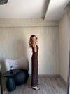 Kahve Askılı Bluz Pantolon Takım