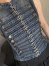 Mavi Napolyon Model Gold Düğme Detaylı Denim Yelek