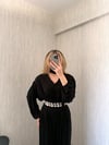 Vatkalı Fular Detaylı Siyah Takım