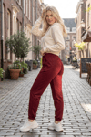 BORDO OVERSIZE RETRO ŞALVAR TAKIM