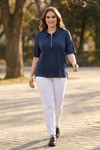 LACİVERT SATEN YAKA FERMUARLI T-SHIRT