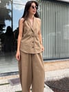 Halter Yaka Yelek Ve Lastikli Baggy Model Pantolon Takım