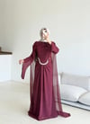 Pelerinli Şifon Abiye Bordo